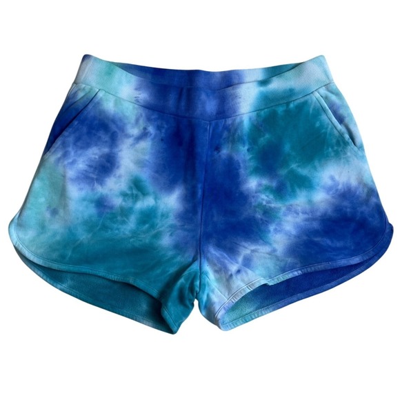 525 Women's Blue‎ Green Tie Dye Cotton Sweat Shorts Size M - Picture 2 of 7